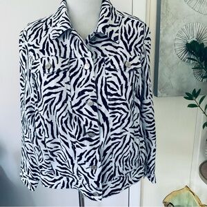 NWOT Carole Little 100% linen animal print Jacket size X
